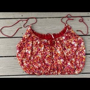Free People Daisy Babe Floral Boho Tank Top Red Size Medium